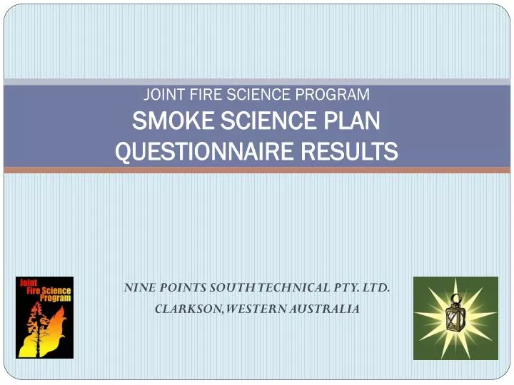joint fire science program smoke science plan questionnaire results