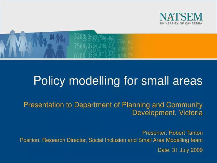 policy modelling for small areas