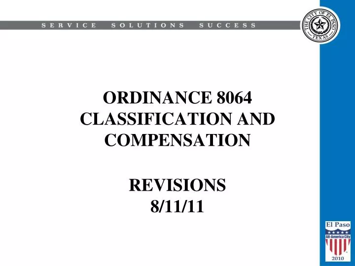 ordinance 8064 classification and compensation revisions 8 11 11