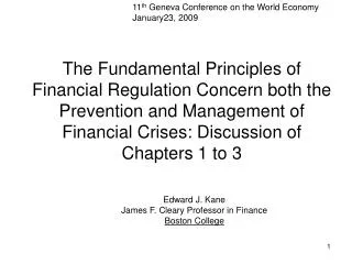 11 th Geneva Conference on the World Economy January23, 2009
