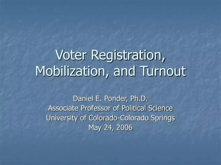 voter registration mobilization and turnout