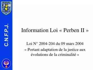 information loi perben ii