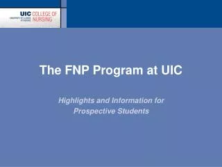 The FNP Program at UIC