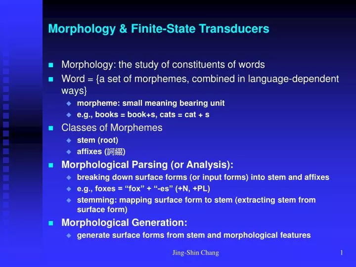 morphology finite state transducers
