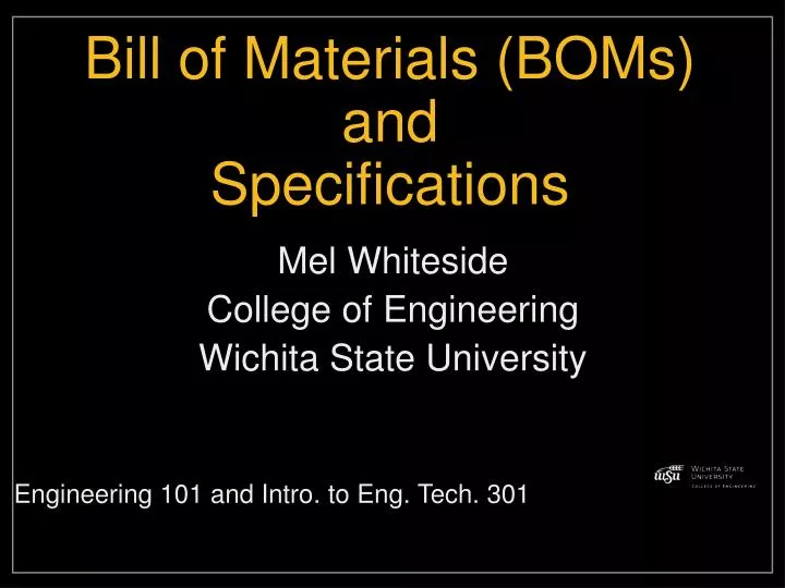 bill of materials boms and specifications