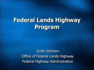 Federal Lands Highway Program
