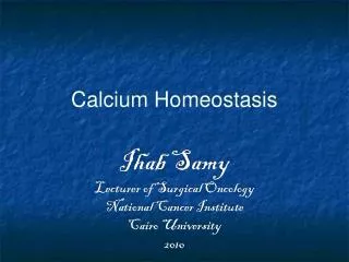 Calcium Homeostasis