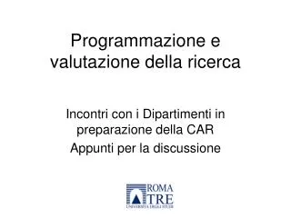 programmazione e valutazione della ricerca