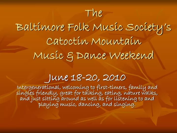 the baltimore folk music society s catoctin mountain music dance weekend