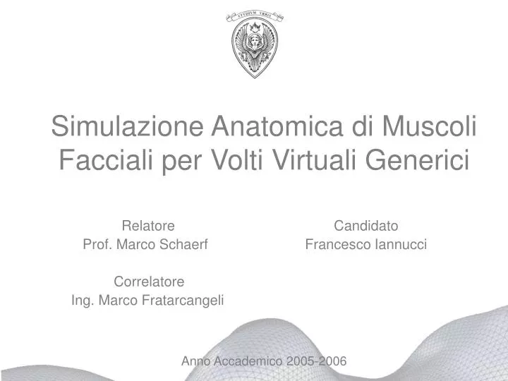 simulazione anatomica di muscoli facciali per volti virtuali generici