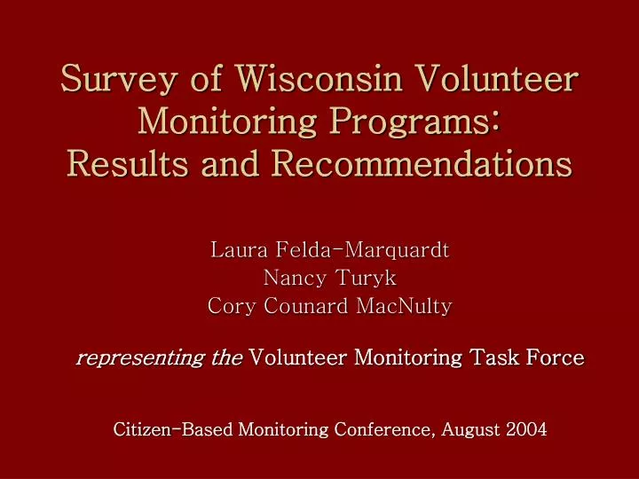 survey of wisconsin volunteer monitoring programs results and recommendations