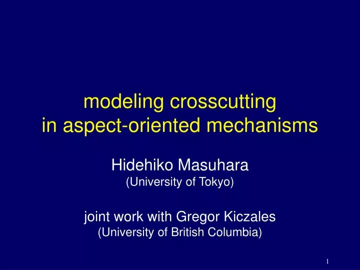 modeling crosscutting in aspect oriented mechanisms