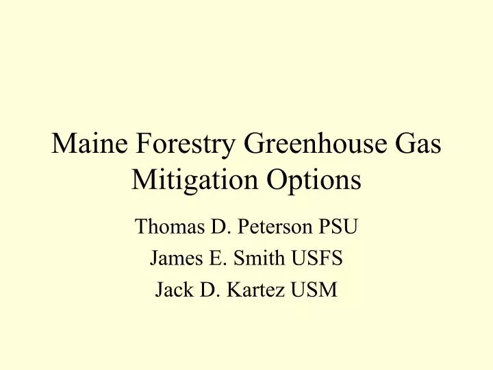 maine forestry greenhouse gas mitigation options