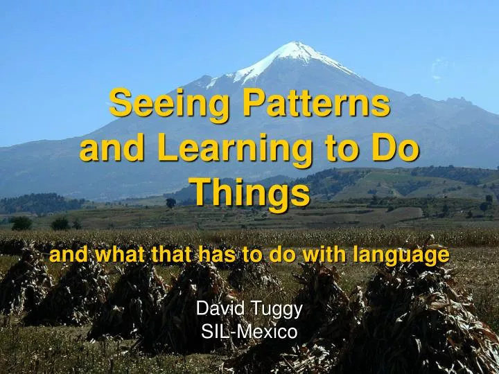 seeing patterns and learning to do things and what that has to do with language