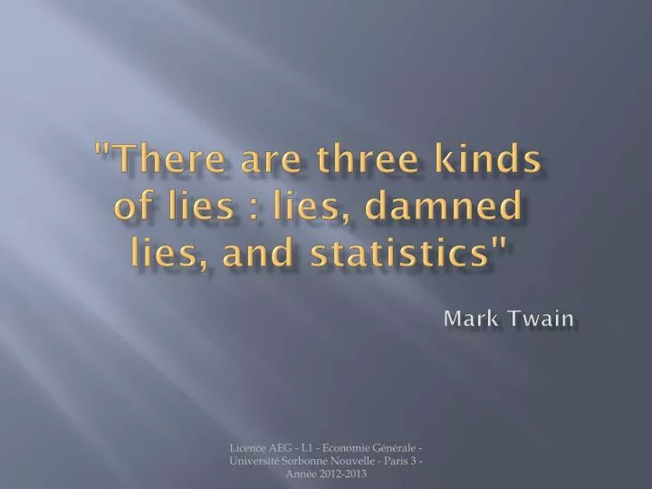 there are three kinds of lies lies damned lies and statistics