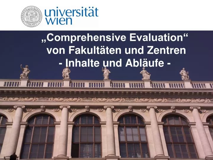 comprehensive evaluation von fakult ten und zentren inhalte und abl ufe