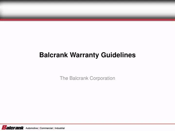 balcrank warranty guidelines