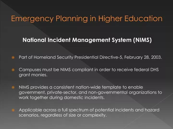 emergency planning in higher education