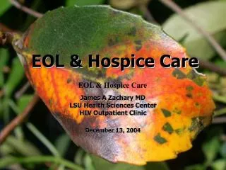 EOL &amp; Hospice Care