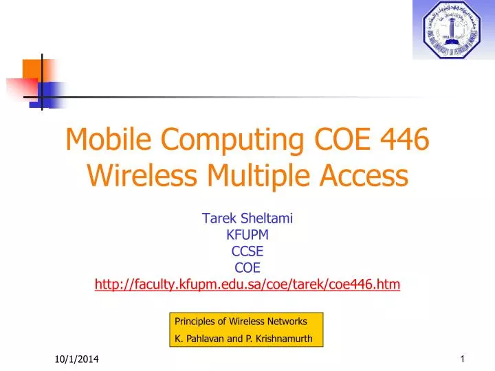 mobile computing coe 446 wireless multiple access