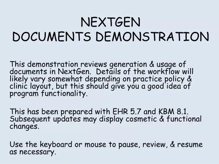 nextgen documents demonstration