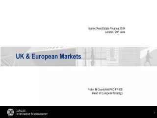 UK &amp; European Markets