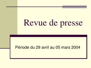 revue de presse
