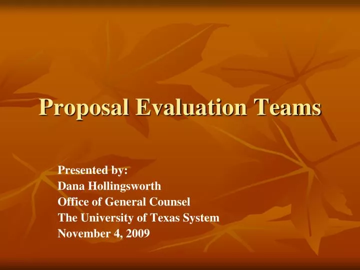 proposal evaluation teams