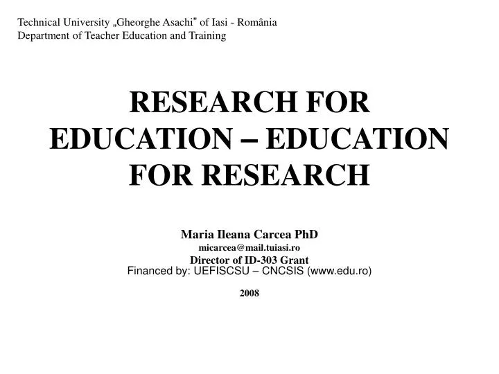 research for education education for research