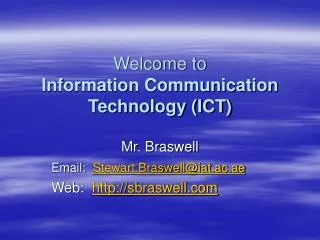 Welcome to Information Communication Technology (ICT)