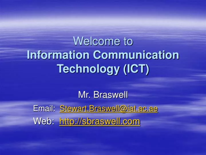 welcome to information communication technology ict