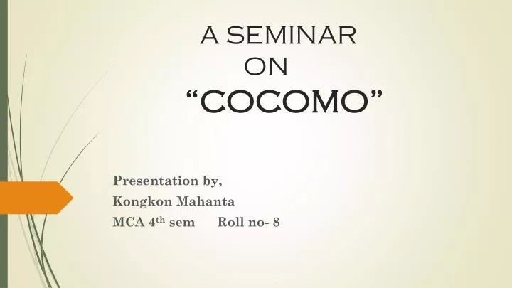 a seminar on cocomo
