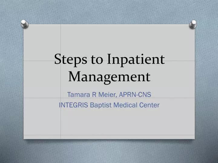 steps to inpatient management