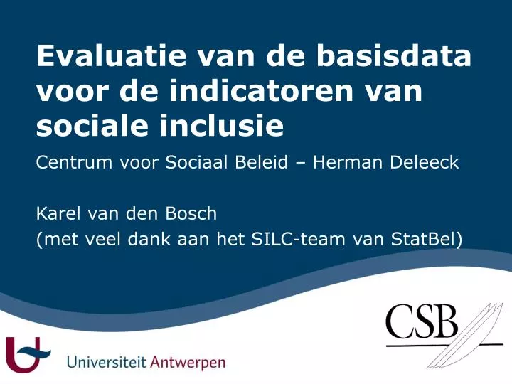evaluatie van de basisdata voor de indicatoren van sociale inclusie