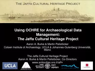 Using OCHRE for Archaeological Data Management: The Jaffa Cultural Heritage Project