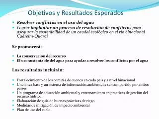 objetivos y resultados esperados