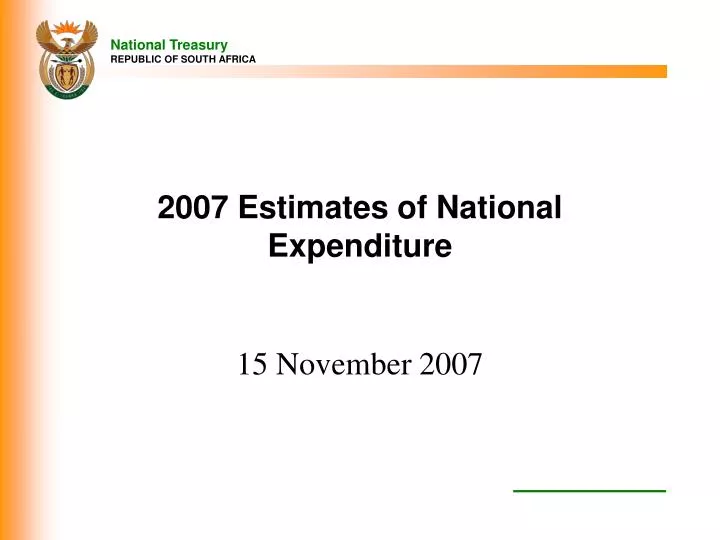 2007 estimates of national expenditure