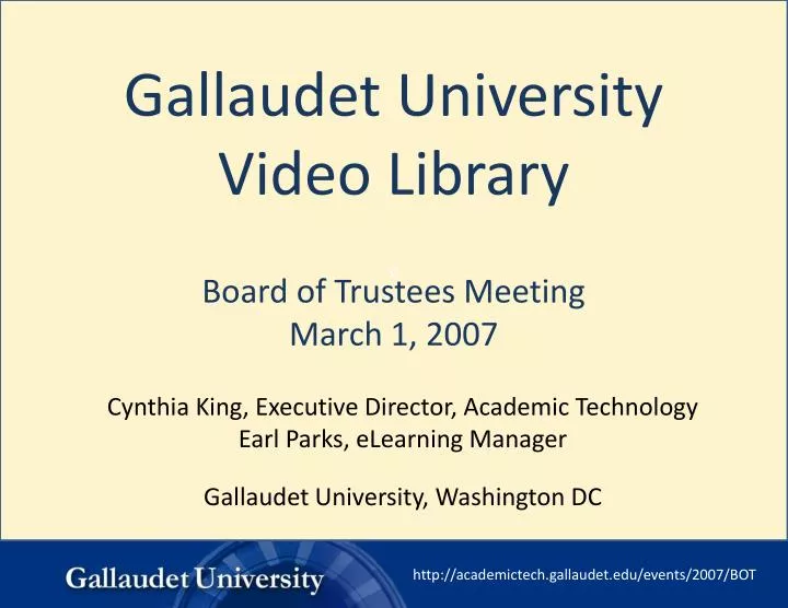 gallaudet university video library board of trustees meeting march 1 2007