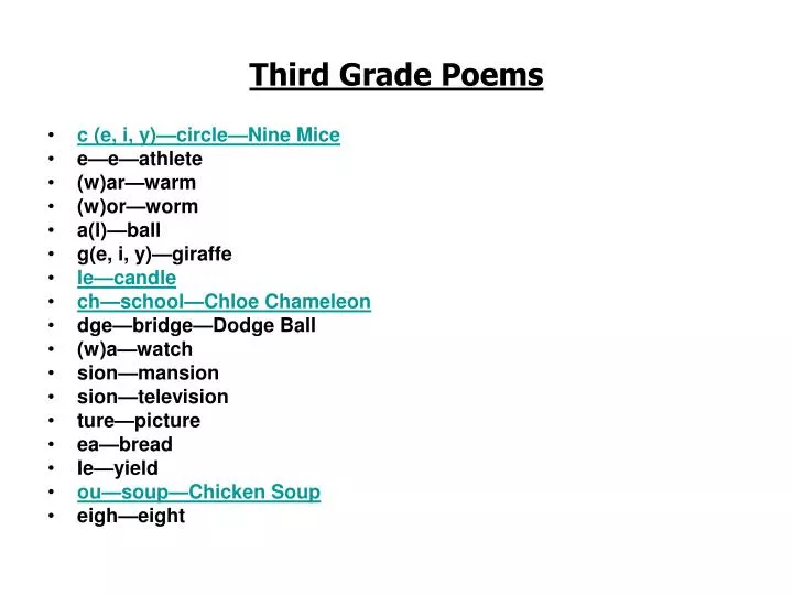 third grade poems