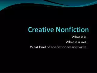 Creative Nonfiction