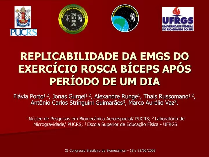 replicabilidade da emgs do exerc cio rosca b ceps ap s per odo de um dia