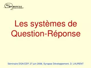les syst mes de question r ponse
