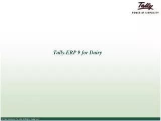 Tally.ERP 9 for Dairy