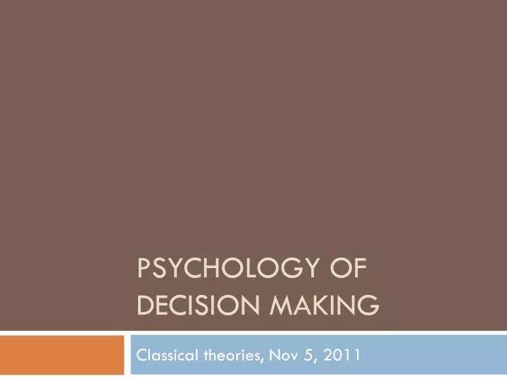 psychology of decision making
