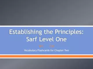 Establishing the Principles: Sarf Level One