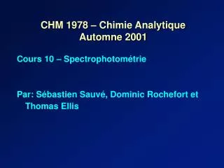 chm 1978 chimie analytique automne 2001