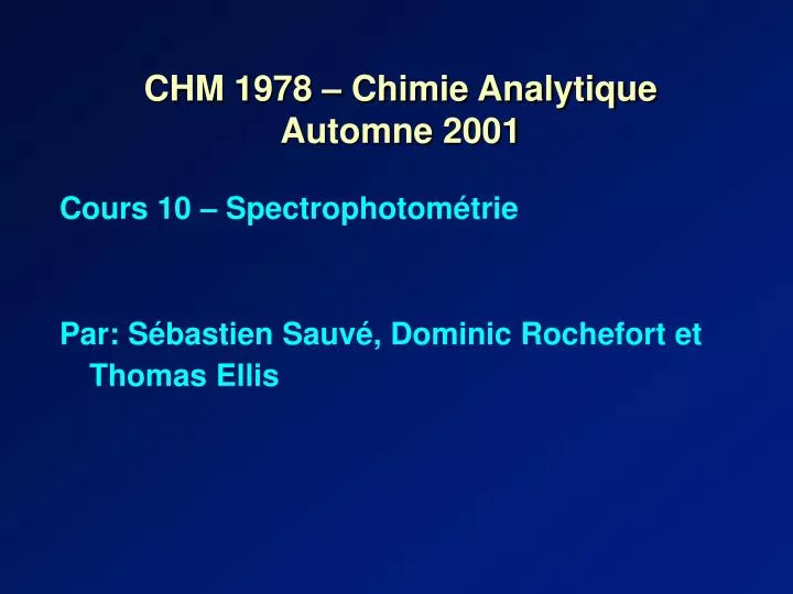 chm 1978 chimie analytique automne 2001