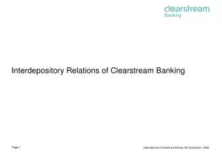 Interdepository Relations of Clearstream Banking