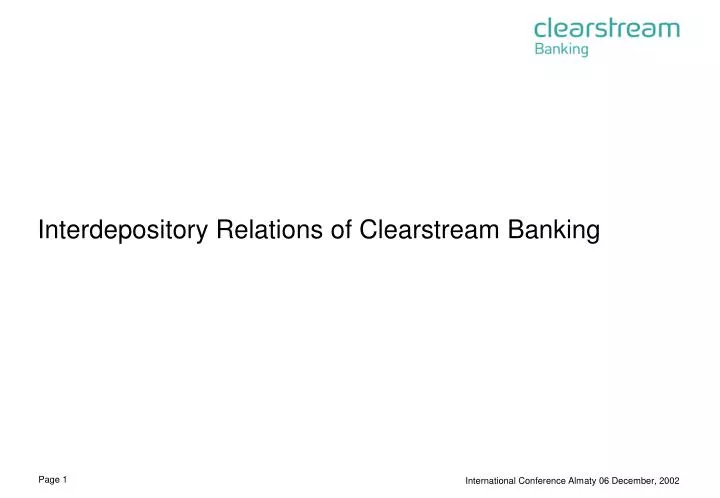 interdepository relations of clearstream banking
