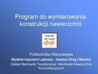program do wymiarowania konstrukcji nawierzchni